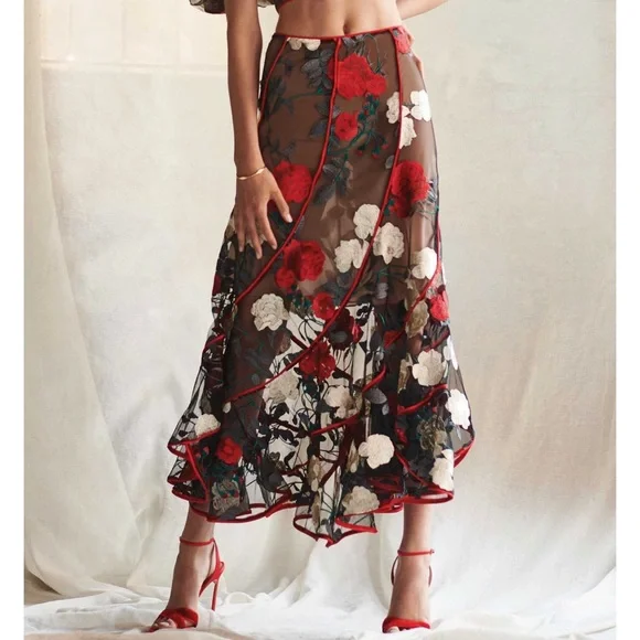 costarellos embroidered tulle dress Costarellos Lace-trimmed Embroidered Tulle Gown – Runway Catalog main image 1
